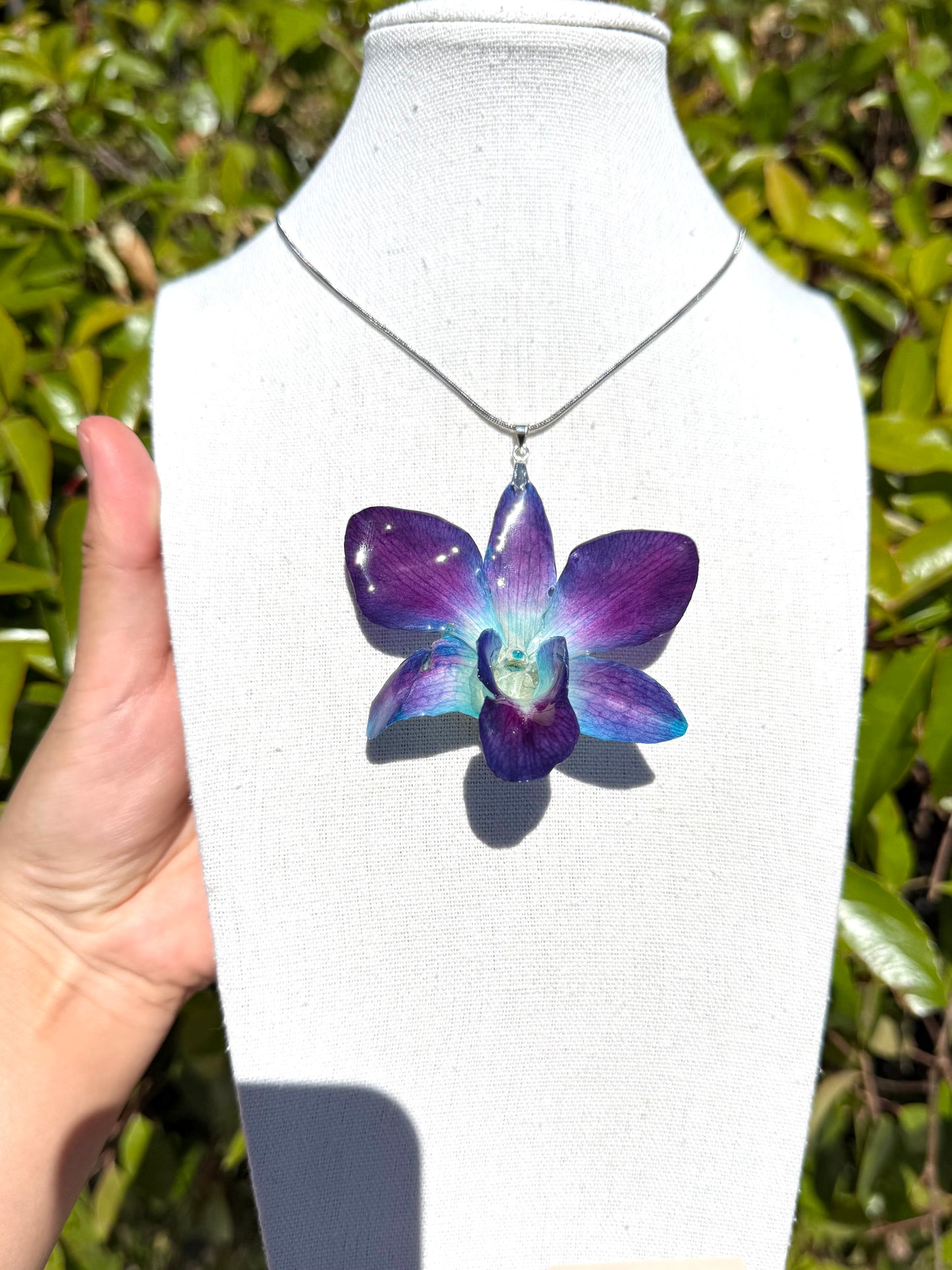 Blue orchid necklace