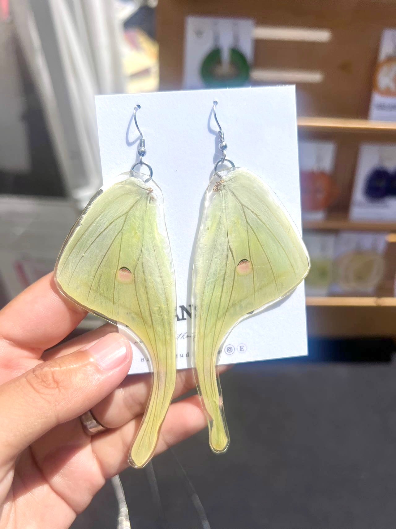 Luna moth earring