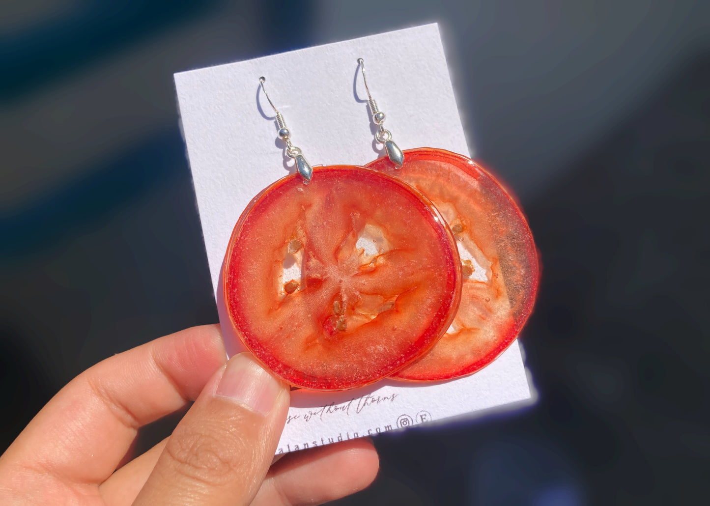 Real Tomato Resin Earring - Nalan studio