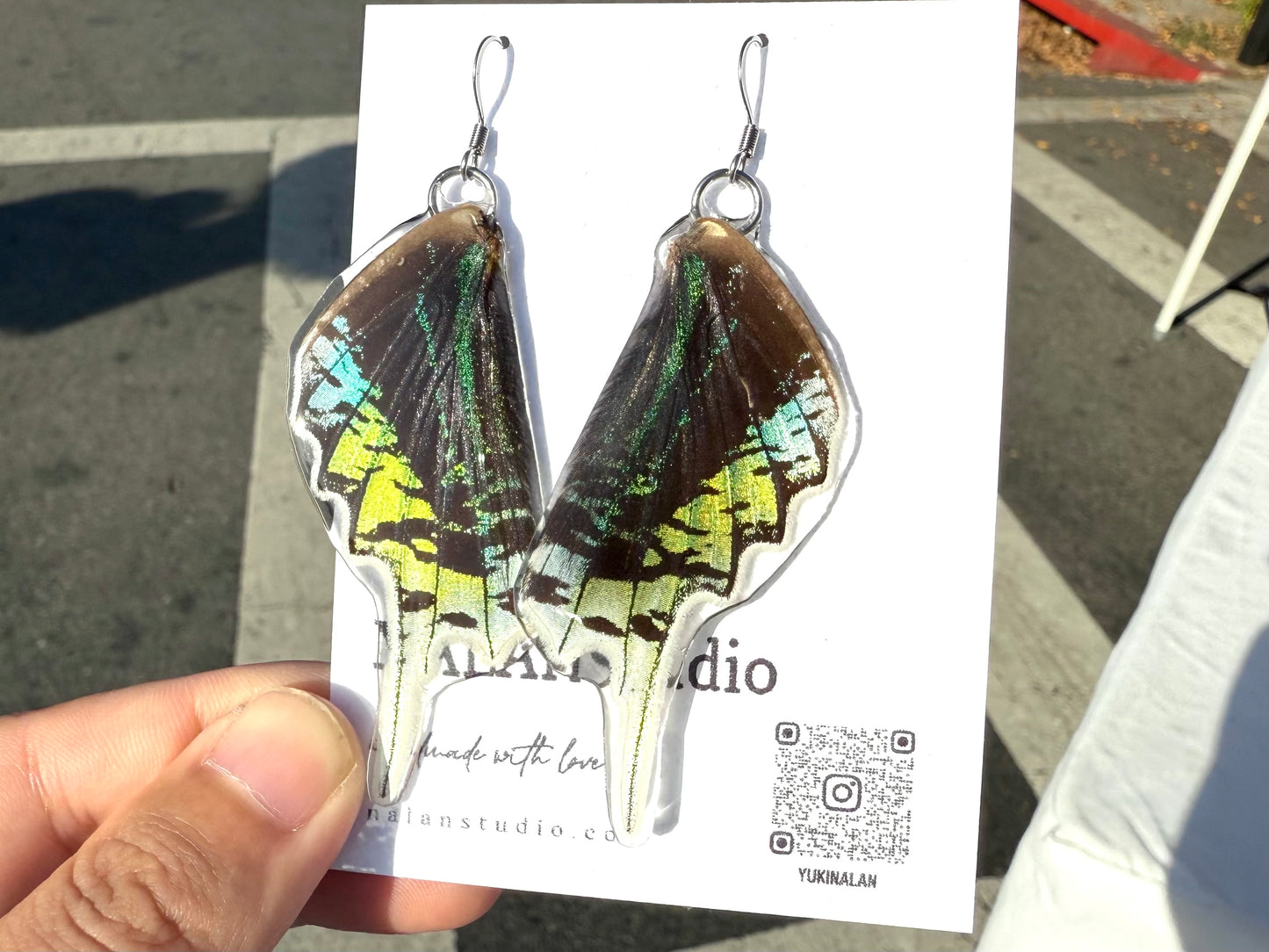Real Urania leilus Moth Butterfly
Earrings
