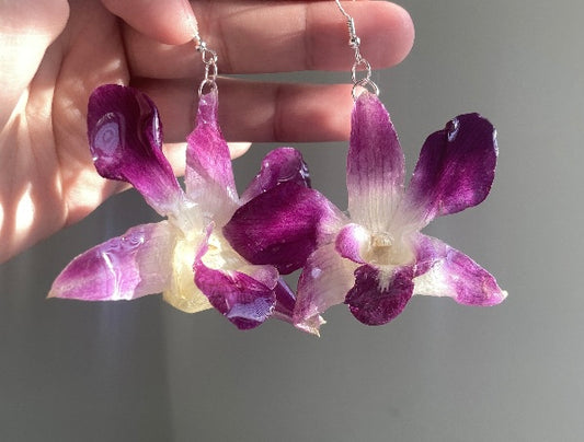purple orchid Earrings