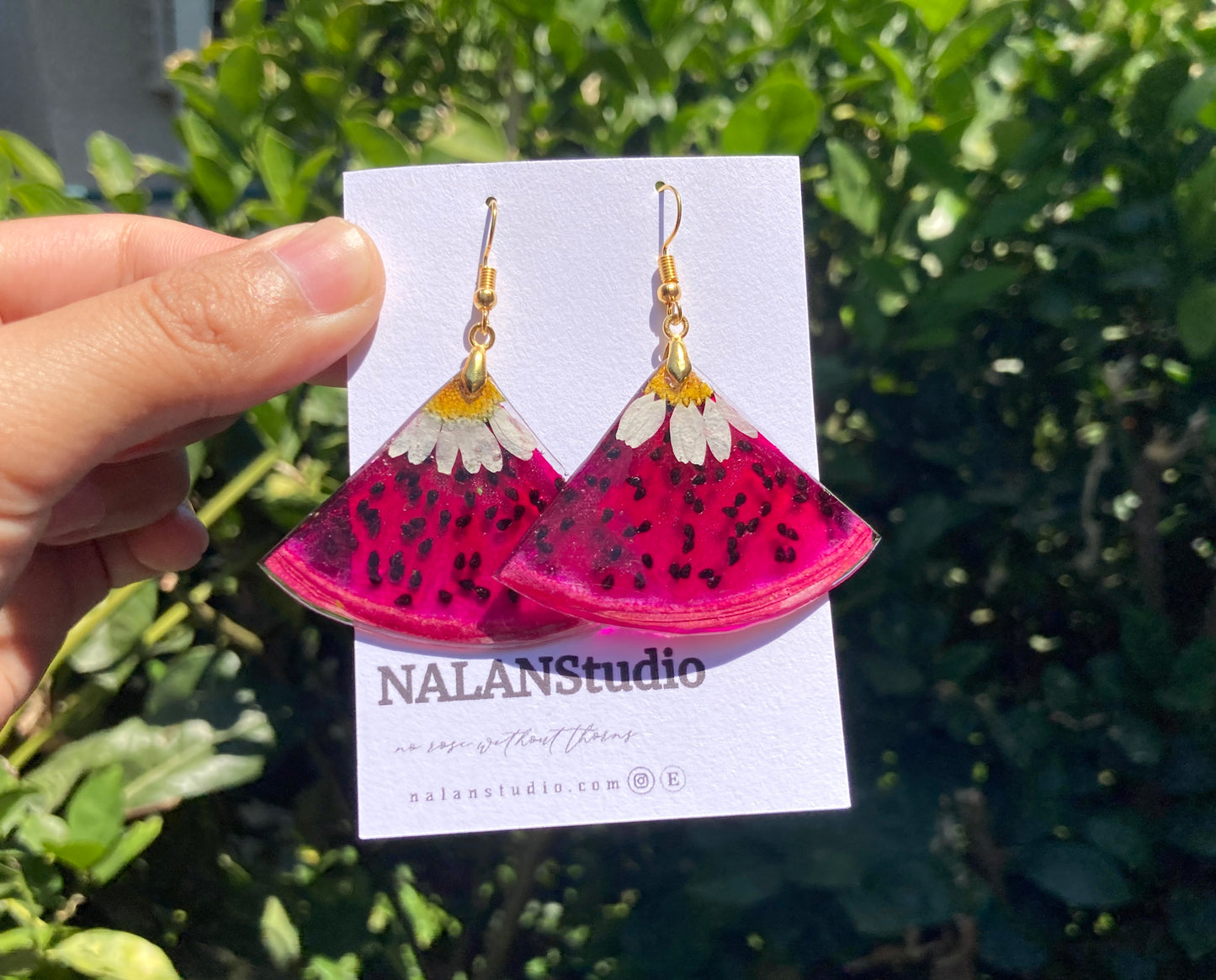 Real Dragon Fruit resin Earring - Nalan studio