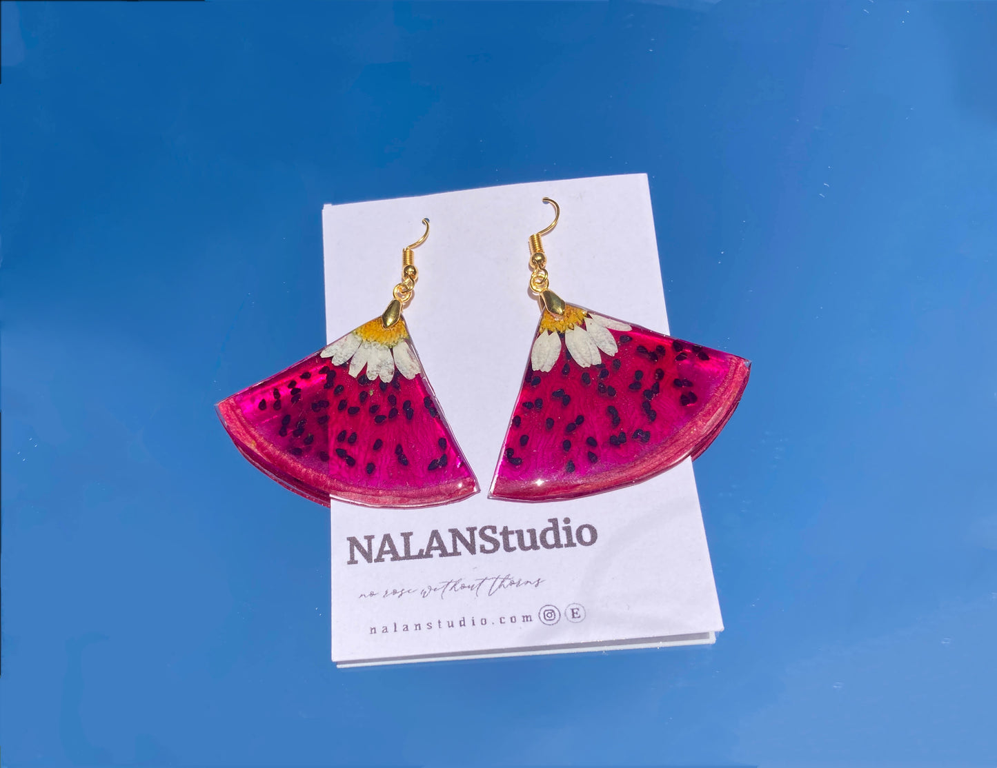 Real Dragon Fruit resin Earring - Nalan studio
