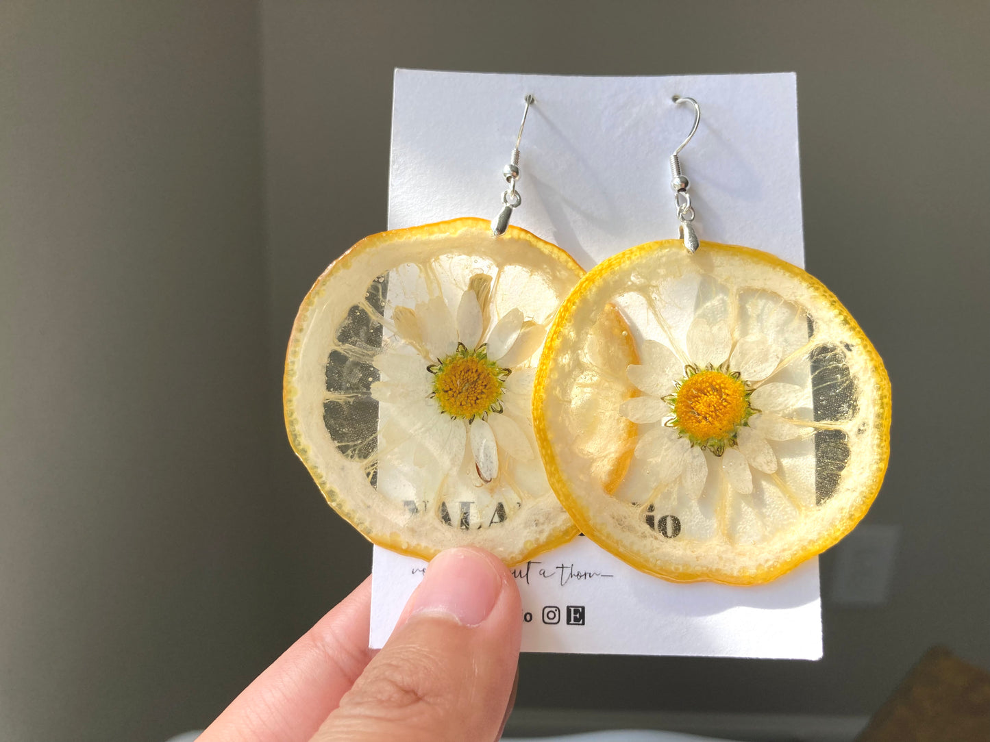 Real lemon Resin Earring - Nalan studio