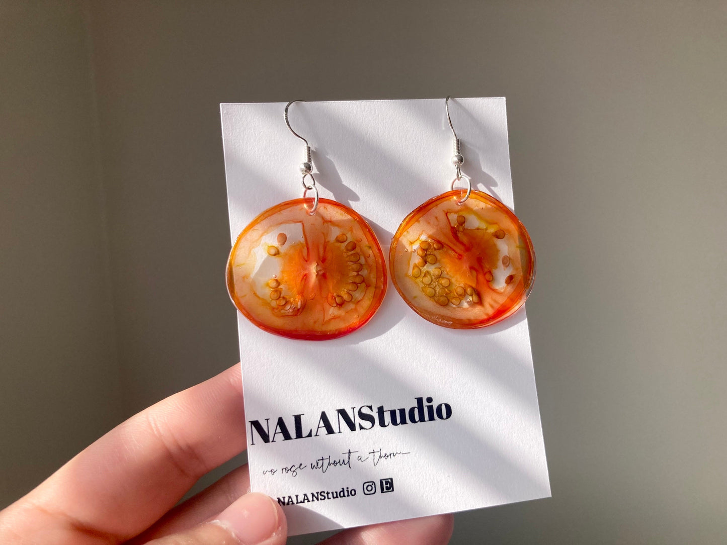 Real cherry Tomato Resin Earring - Nalan studio