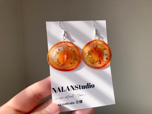 Real cherry Tomato Resin Earring - Nalan studio 