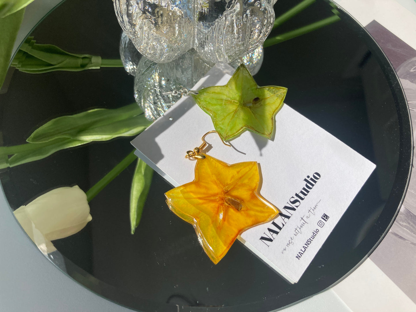 Real star fruit resin earring - Nalan studio