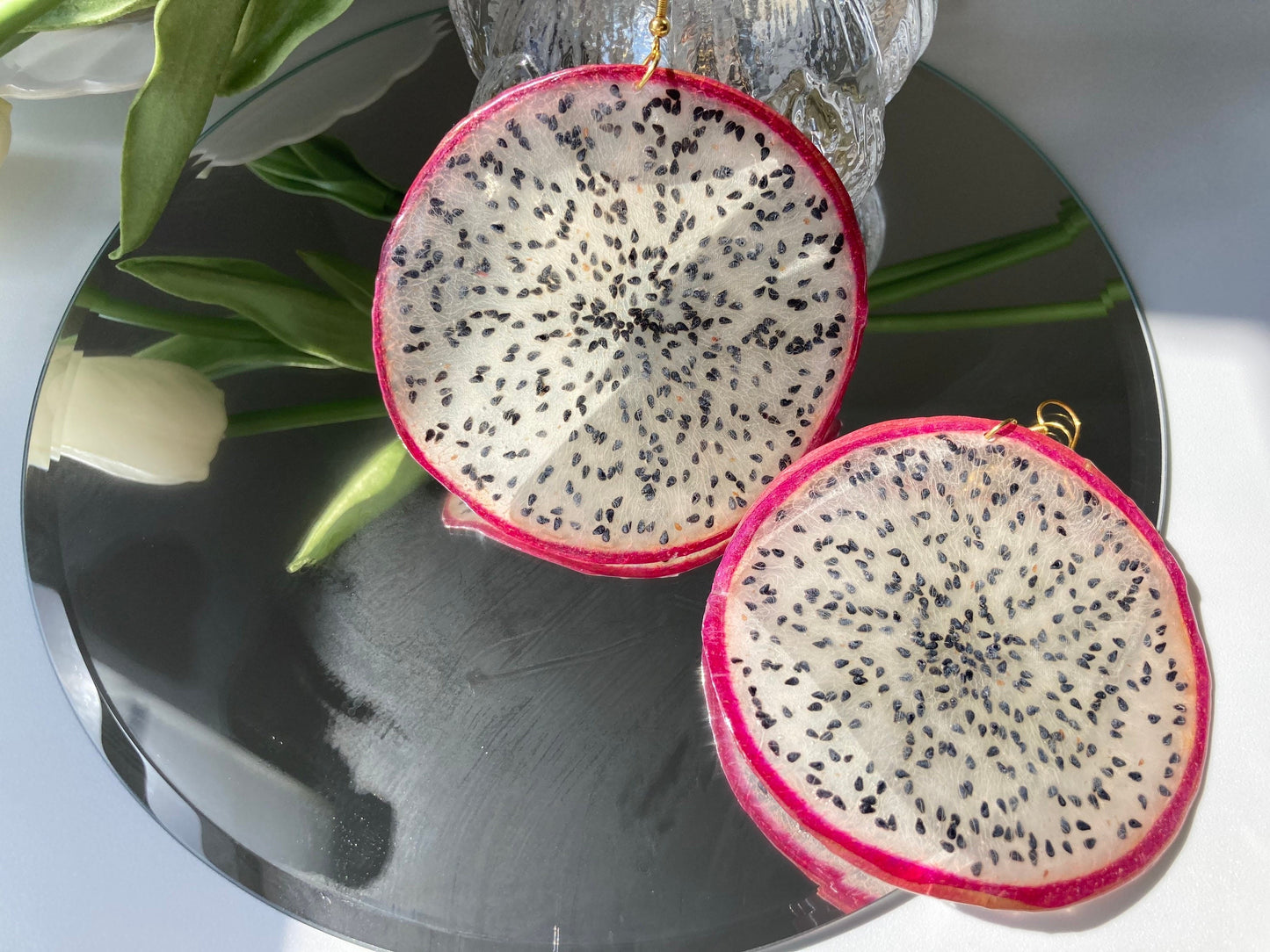 Real Dragon Fruit resin Earring - Nalan studio