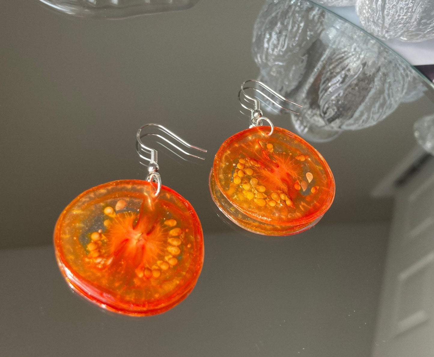Real cherry Tomato Resin Earring - Nalan studio