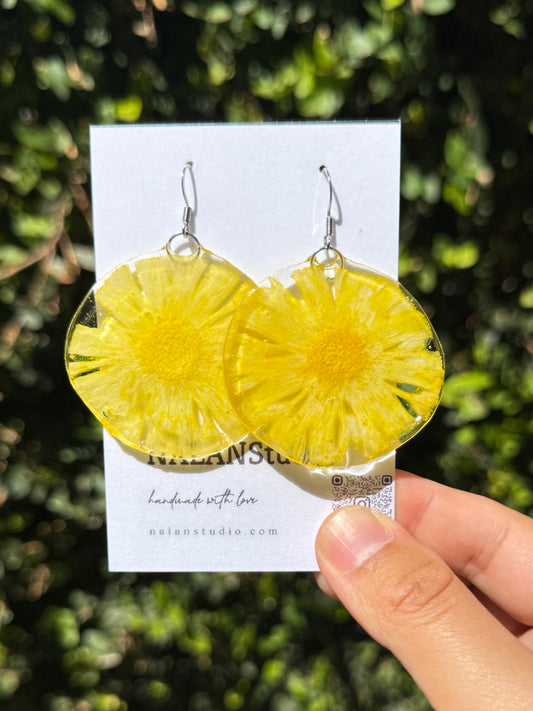 Real pineapple Resin Earring