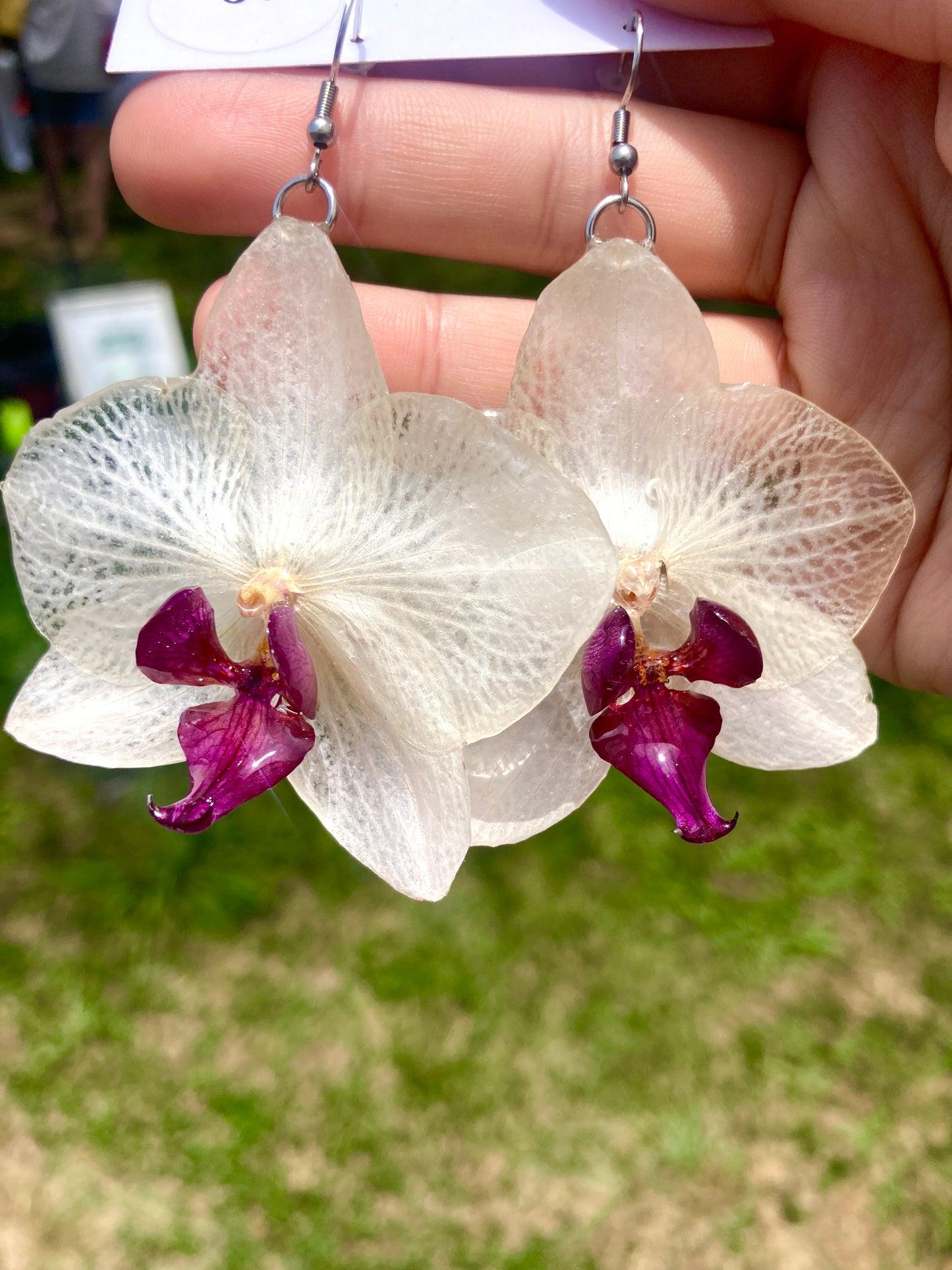 White orchid earring