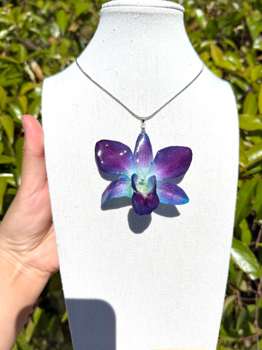 Blue orchid necklace