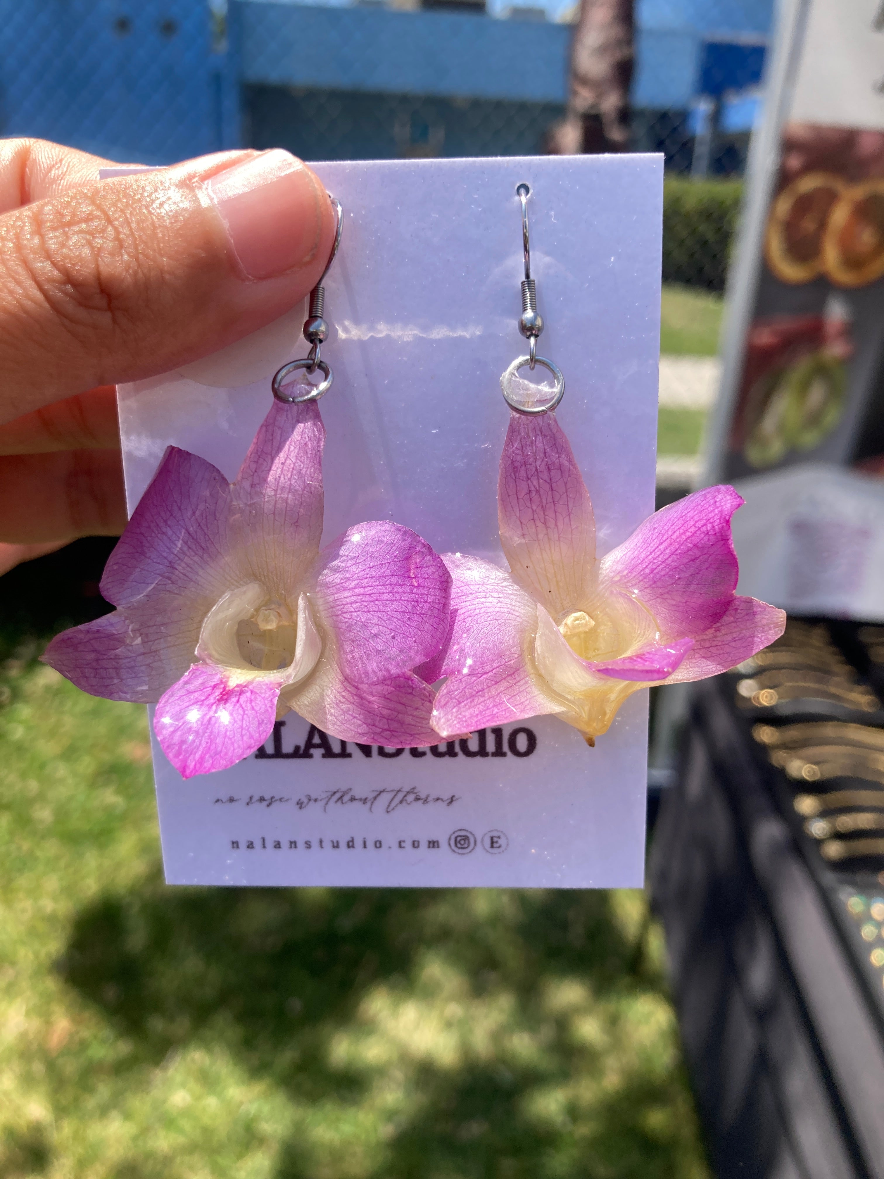 Orchid flower earrings hotsell