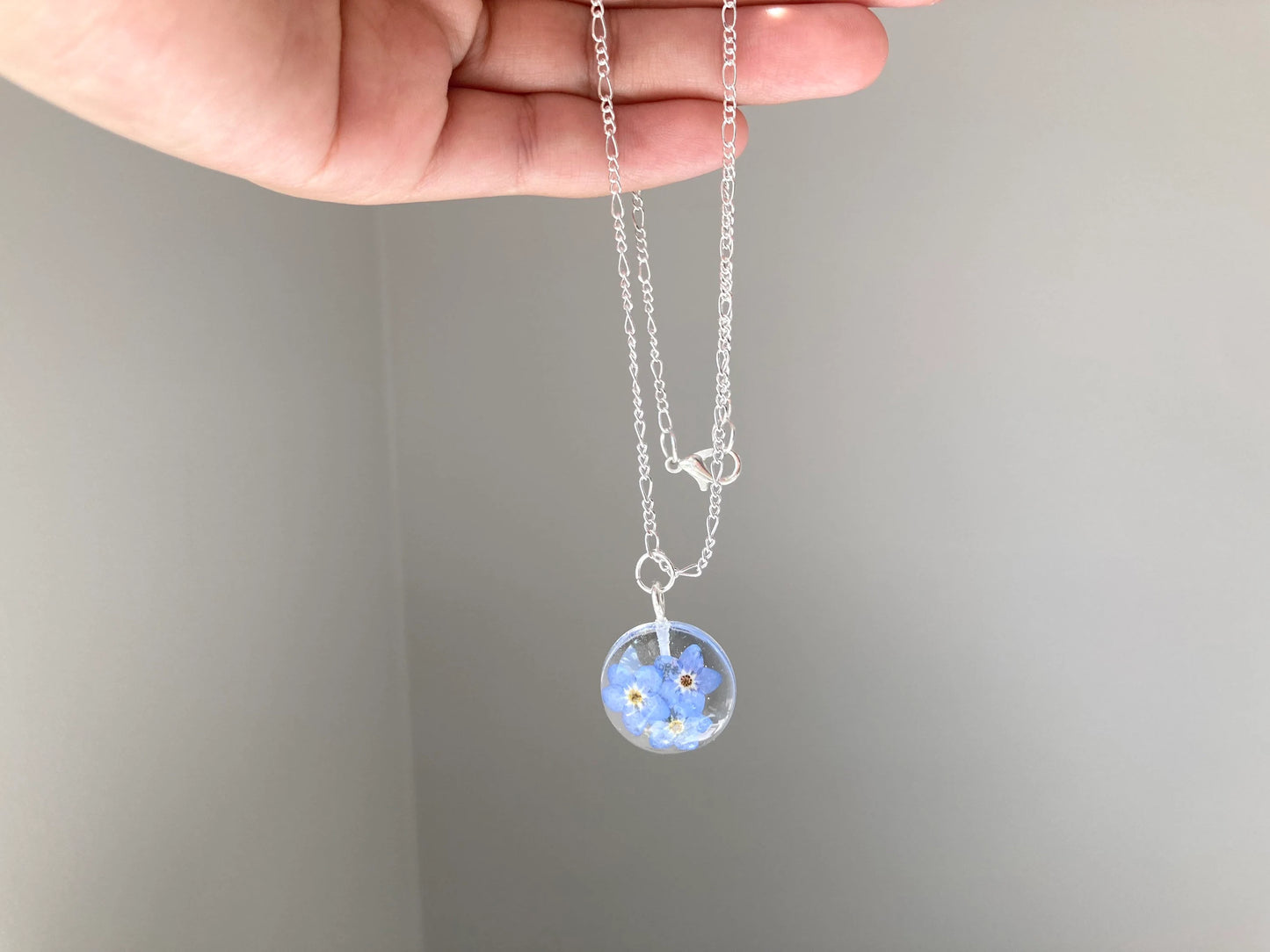 Forget me not resin flower jewelry set - Nalan studio 