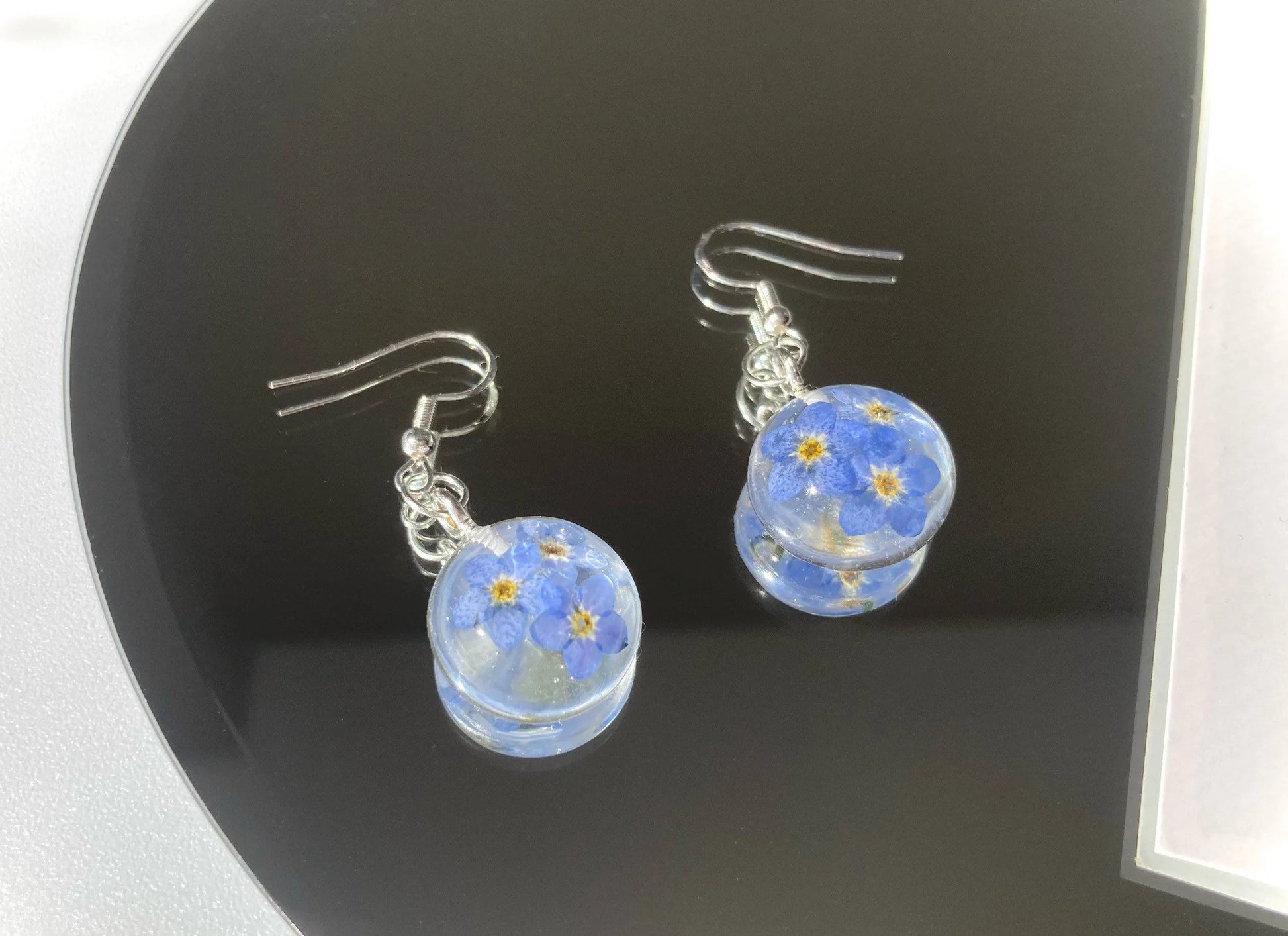 Forget me not resin flower jewelry set - Nalan studio 