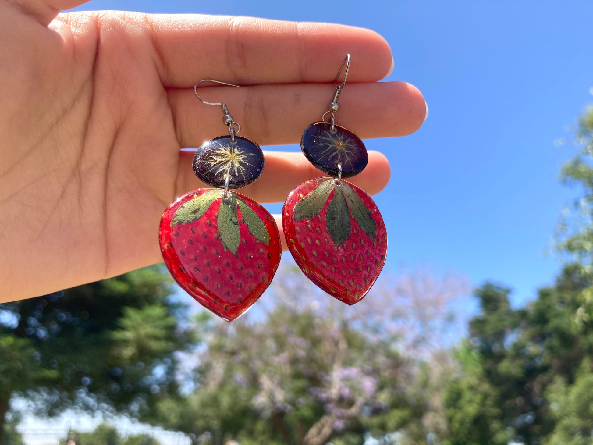 Real Strawberry  blueberry earring - Nalan studio 