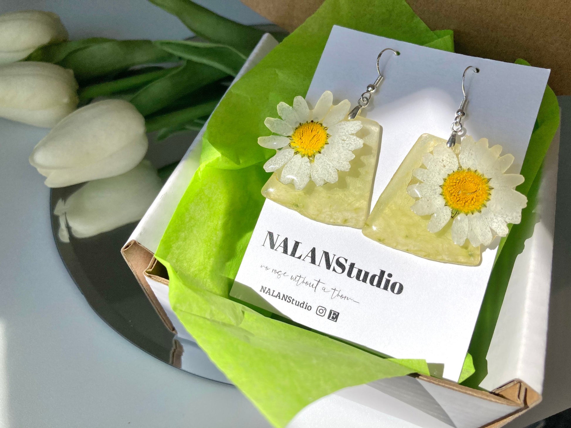 Real Honeydew melon Resin earring - Nalan studio 