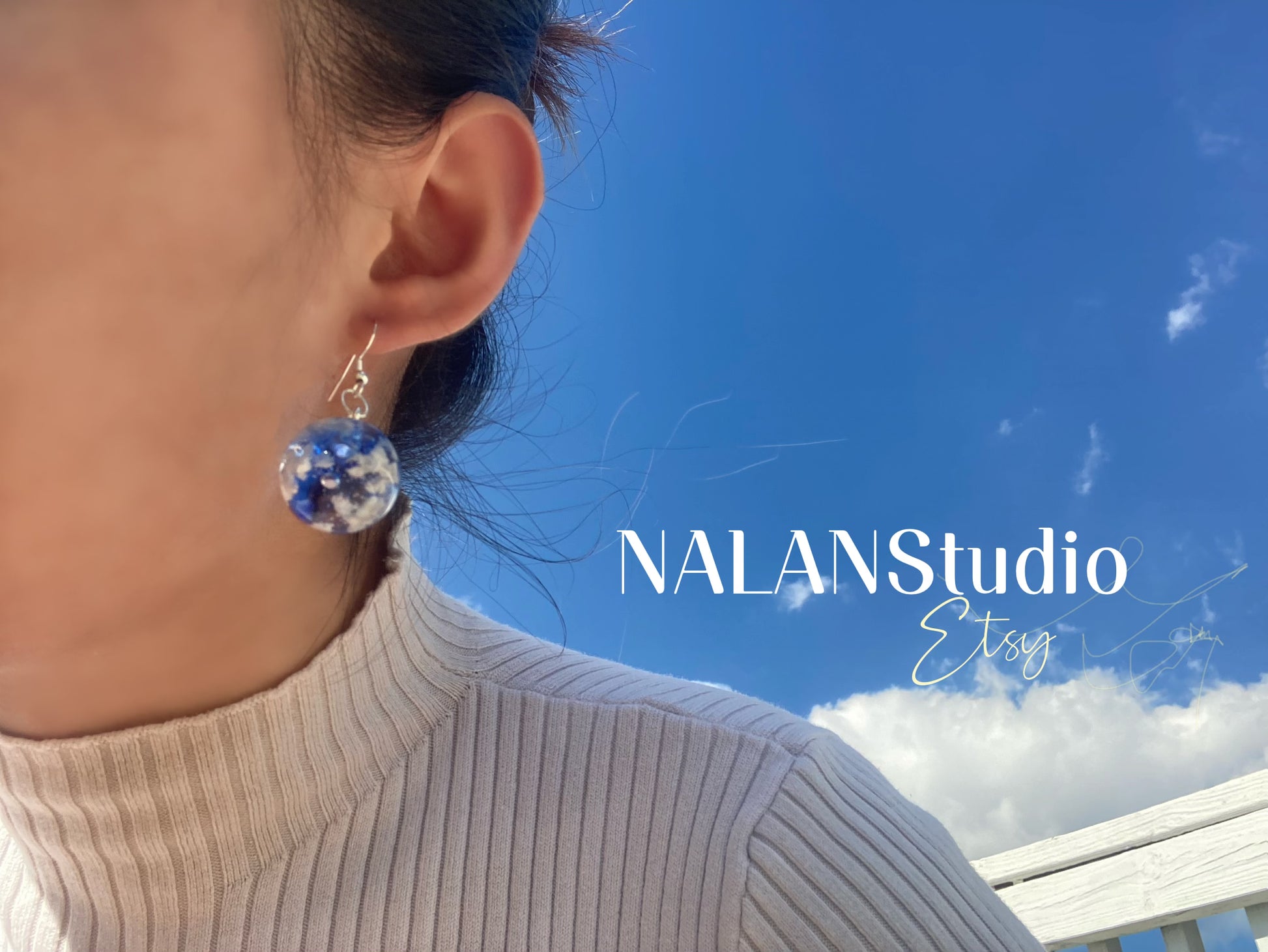 Sky cloudy resin earring - Nalan studio 