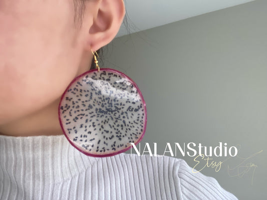 Real Dragon Fruit resin Earring - Nalan studio 