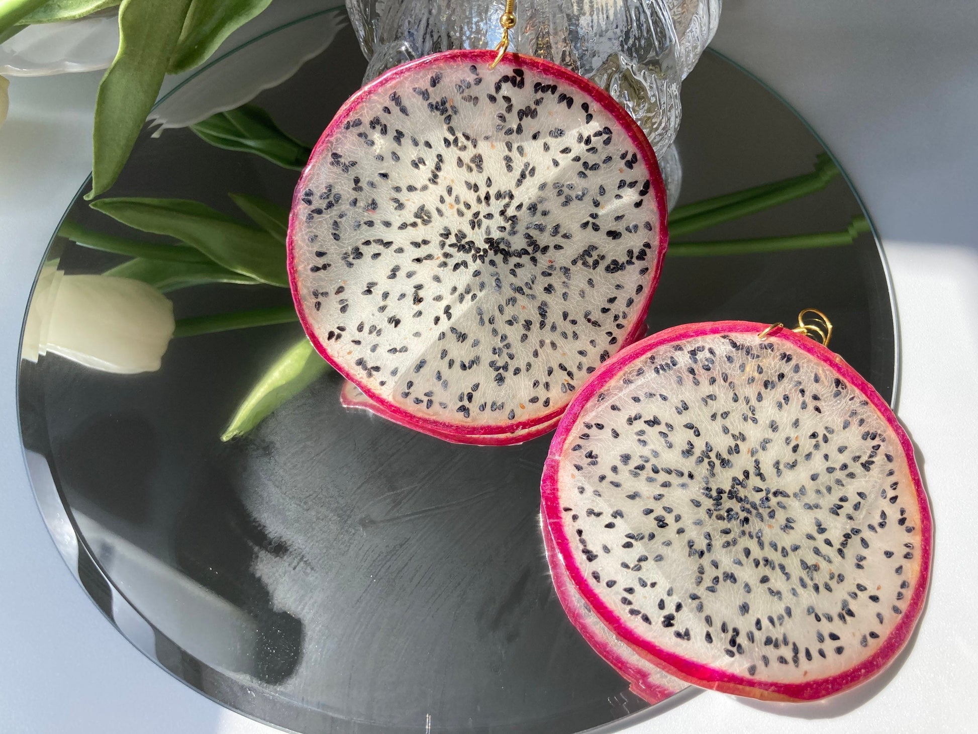 Real Dragon Fruit resin Earring - Nalan studio 