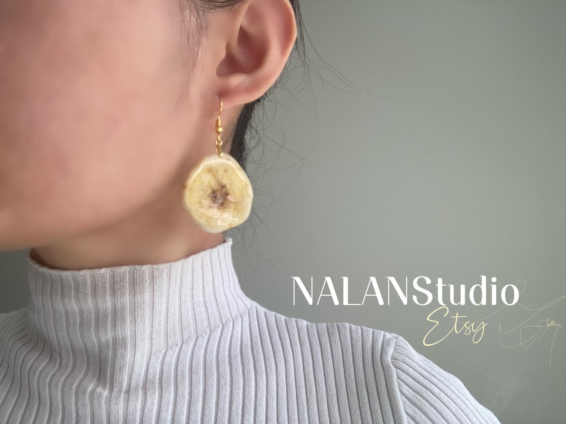 Real banana resin earring/ - Nalan studio 