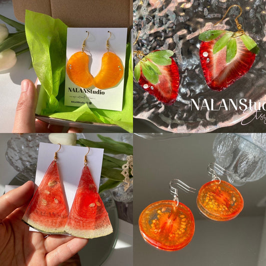 Real Dragon Fruit resin Earring - Nalan studio 