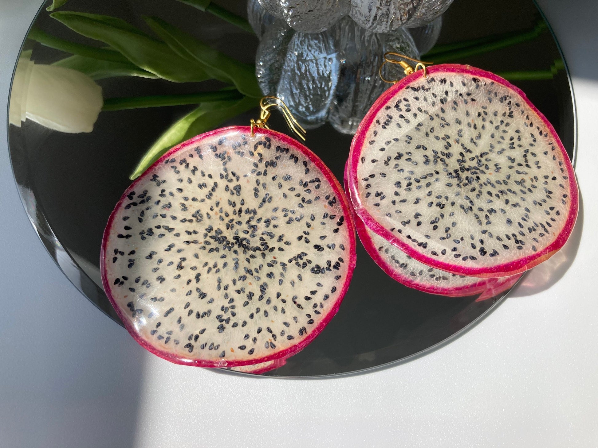 Real Dragon Fruit resin Earring - Nalan studio 